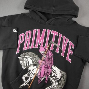 Primitive Distressed Grim Reaper Horse Skate Graphic Hoodie Mens M Black